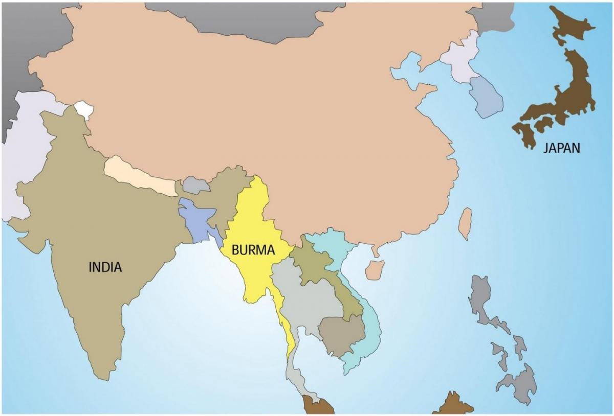 Myanmar sa mapa ng mundo