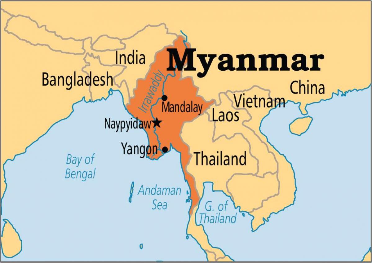 lokasyon ng Myanmar sa mapa ng mundo
