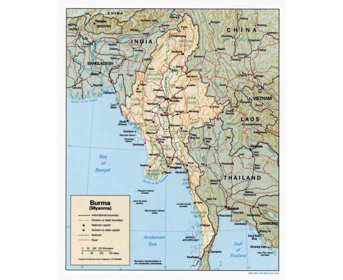 mapa ng Myanmar sa mga lungsod