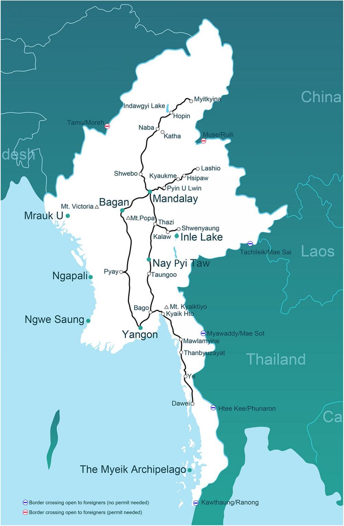 isang mapa ng Myanmar